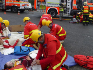 Sedmdesátka záchranářů na Vysočině nacvičovala záchranu cestujících z lodi