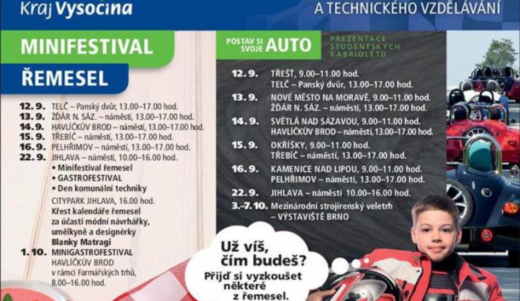 Žáky 8. a 9. tříd chce oslovit Minifestival řemesel. Zavítá do pěti měst na Vysočině