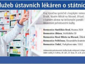 Lékárny krajských nemocnic na Vysočině budou mít na Pondělí velikonoční otevřeno
