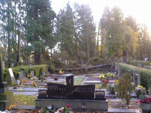 Jihlavský ústřední hřbitov je po řádění silného větru pro návštěvníky opět otevřený