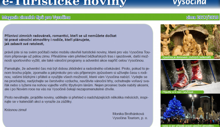 Jubilejní online turistické noviny zvou na betlémy, sport i vánoční akce
