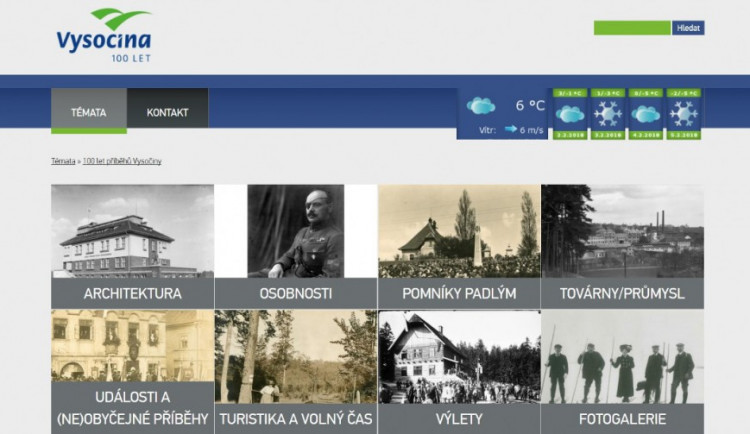 Nový web připomíná stoleté příběhy z kraje. Zmíní třeba návštěvu Masaryka na Vysočině