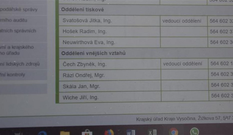 Současný stav docházkového on-line systému Kraje Vysočina