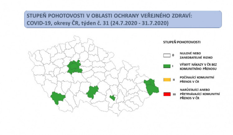Jihlavsko je na covidové mapě zelené s prvním stupněm rizika