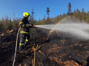 Na Špičáku hoří les. K 10 hasičským jednotkám se připojila i letecká technika