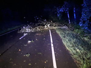 Stromy na autech, evakuace dětského tábora. Hasiči mají po bouřce za sebou další náročnou službu