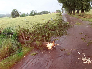 Stromy na autech, evakuace dětského tábora. Hasiči mají po bouřce za sebou další náročnou službu