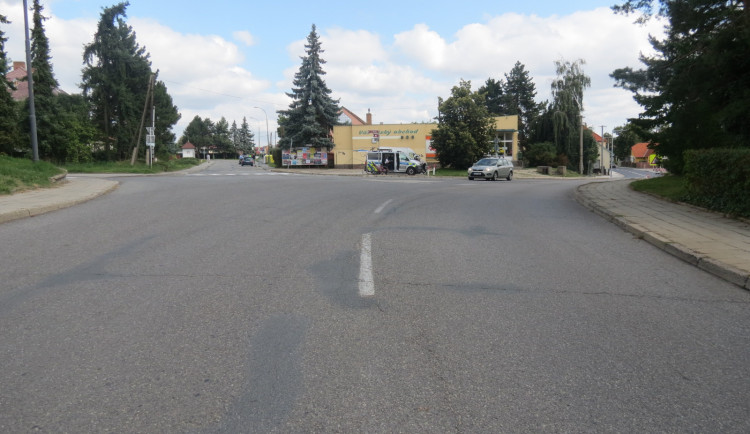 Místo v Třebíči, kde se stala nehoda