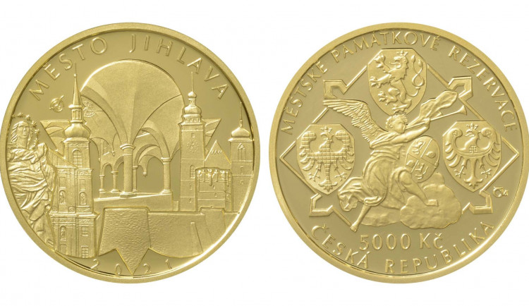 Centrální banka vydala zlatou minci s motivy Jihlavy, v prodeji je od včerejška