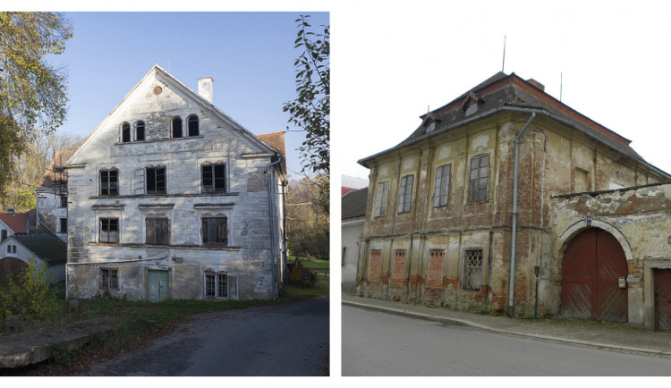 Barokní vila v Telči už roky chátrá. Stejný osud má i mlýn, kde v minulosti bývala továrna na luxusní látky