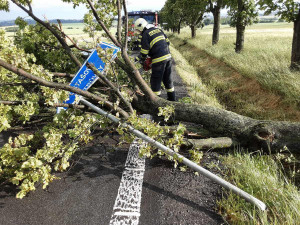 FOTO: Stromy na silnici, nárazový vítr, supercela. Hasiči na Vysočině mají za sebou náročnou službu