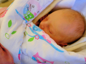 FOTO: Finanční dar použijeme na houpátko a plínky, říkají rodiče Adélky, prvního letošního miminka Vysočiny