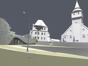 pohled na kostel sv. Václava a infocentrum