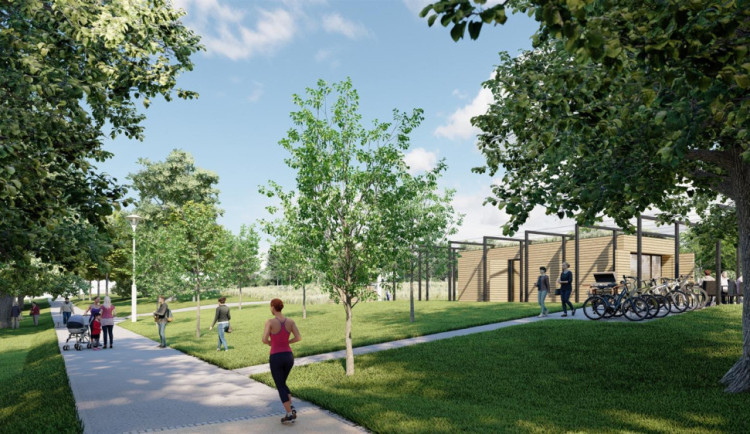 Vizualizace, budoucí podoba třebíčského parku Hrádek