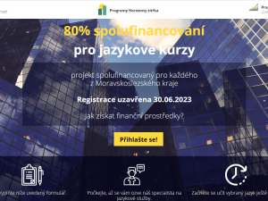 Ukázka webu, který nabízel ženám jazykové kurzy, na které mohly čerpat neexistující dotační titul