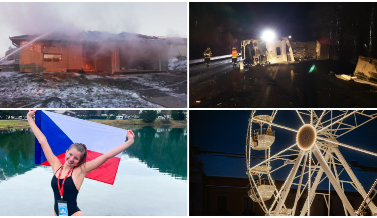 LEDEN NA DRBNĚ: Ničivý požár v Rudíkově, silná ledovka, plavkyně na La Manche, spor kvůli kolu v Třebíči