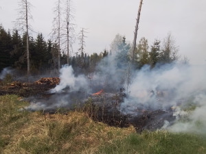 FOTO: Hasiče na Vysočině dnes zaměstnaly požáry trávy a mladých stromků. Podívejte se, jak zasahovali