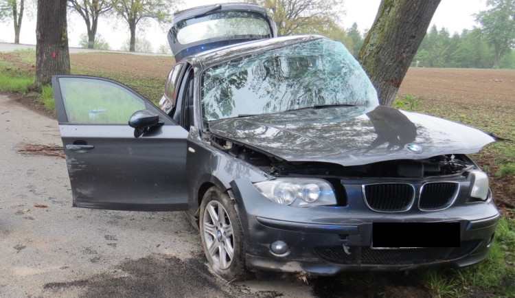 BMW, za jehož volantem seděla opilá žena, narazilo do stromu. Řidička skončila v nemocnici
