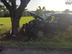 Osmnáctiletý řidič vyjel ze silnice a narazil do stromu. Všichni z auta skončili v nemocnici