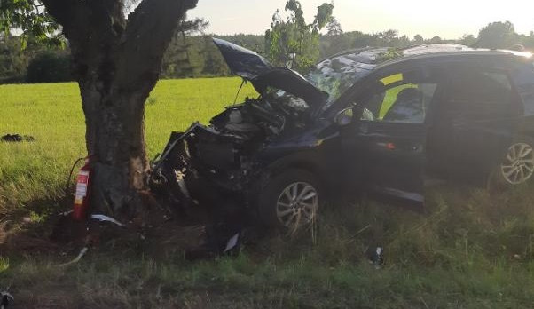 Osmnáctiletý řidič vyjel ze silnice a narazil do stromu. Všichni z auta skončili v nemocnici. Foto: se souhlasem Policie ČR