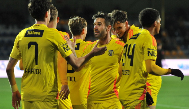 Radost hráčů po první brance. Foto: Se svolením FC Vysočina