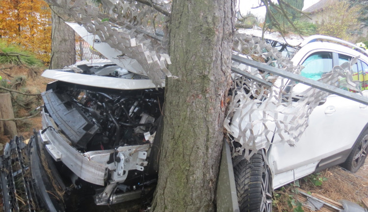 Řidička se zřejmě nevěnovala řízení, s mercedesem projela plotem na zahradu