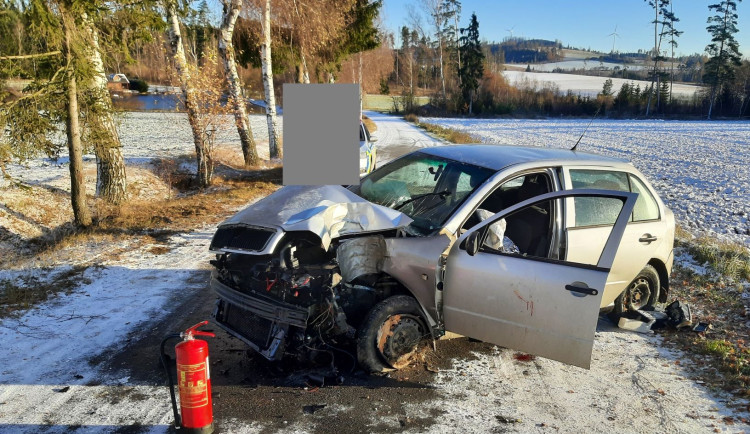 U Sedlejova vážně havaroval řidič Škody Fabie. Vrtulník ho transportoval do brněnské nemocnice