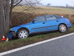 Honičku s policejním autem na Havlíčkobrodsku ukončil až náraz do stromu