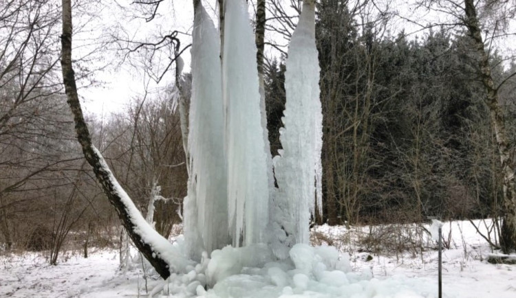 Takto vypadal lovětínský ledopád v polovině ledna 2024