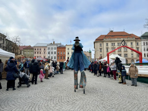 VIDEO: Veselý masopust v centru Jihlavy. V průvodu šla zvířata ze zoo, nadživotní loutky i moderátor v televizi
