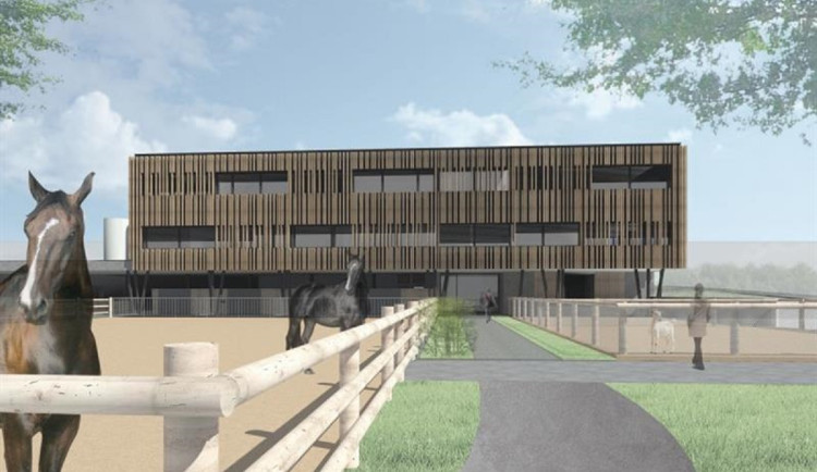 Budoucí zemědělci a veterináři budou mít v Třebíči nový pavilon praktické výuky. Vizualizace: Se souhlasem Kraje Vysočina