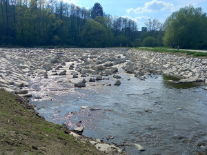 Na kraji Luk nad Jihlavou je balvanitý skluz, který umožní migraci ryb