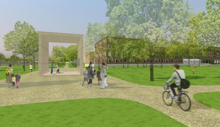 Třebíč se pokusí znovu prodat pozemek na 60 rodinných domů, snížila cenu. Vizualizace: Se svolením Města Třebíč