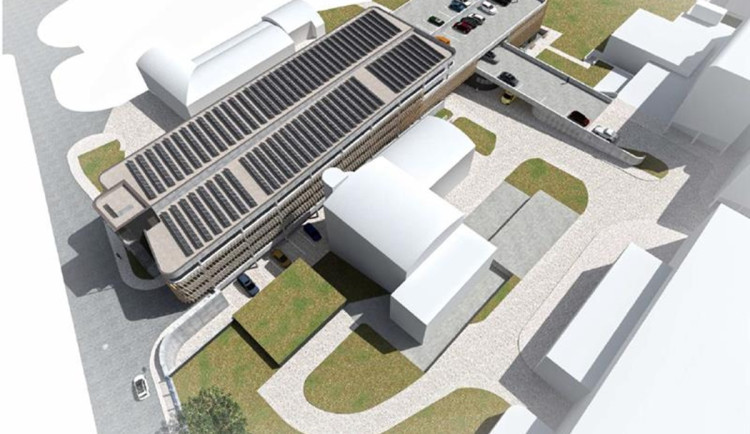 Vizualizace parkovacího domu u Nemocnice Nové Město na Moravě. Foto: Se svolením Kraje Vysočina