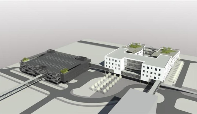Vizualizace parkovacího domu u Nemocnice Jihlava. Foto: Se svolením Kraje Vysočina