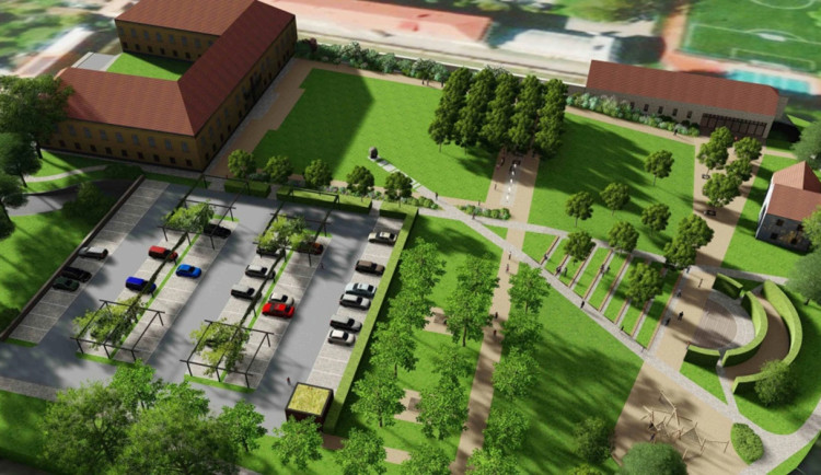 Vizualizace parku v lokalitě bývalého zimního stadionu v Telči. Foto: Se svolením Společně pro Telč - Piráti a Zelení