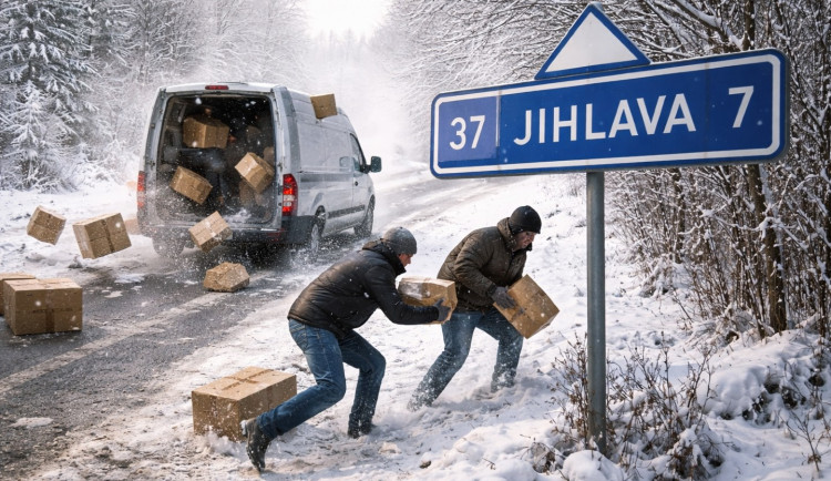 Z dodávky kurýra vypadaly na dálničním přivaděči balíky. Lidi je rozkradli