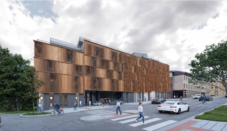 Vizualizace budoucí podoby parkovacího domu na třídě Legionářů