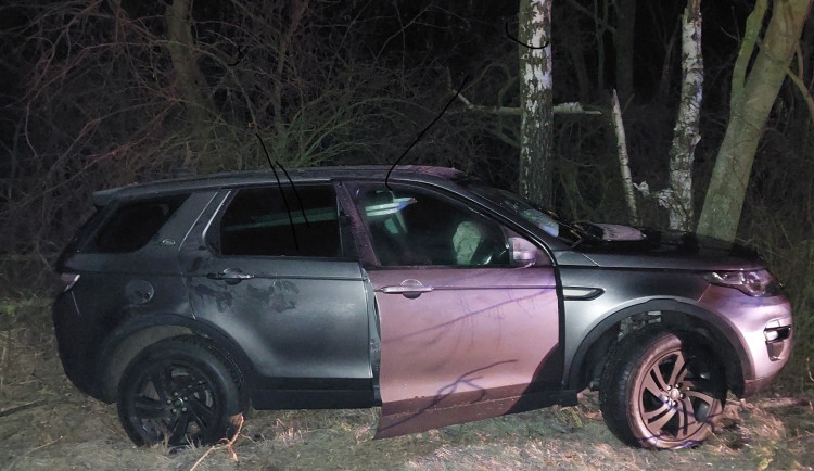 Řidič Land Roveru po smyku narazil do stromu, od policistů dostal pokutu. Foto: Se svolením Policie ČR