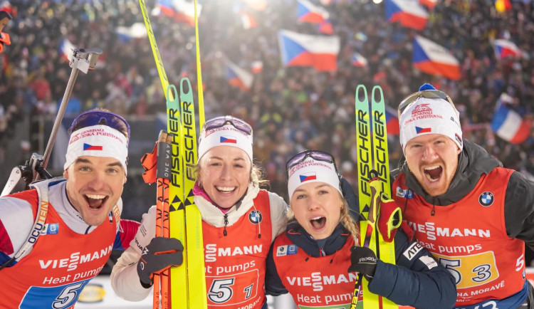 Jislová, Voborníková, Hornig a Krčmář získali bronz v mixu na SP v Novém Městě. Foto: Se svolením Českého biatlonu