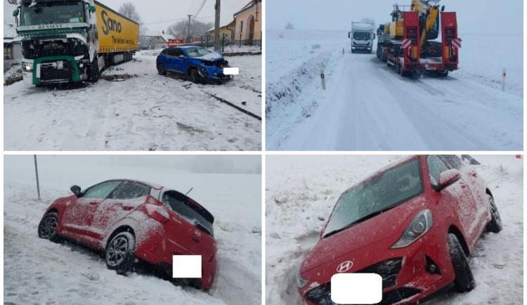 Na Vysočině sněží. Na silnicích začínají problémy, od rána bouralo 18 řidičů