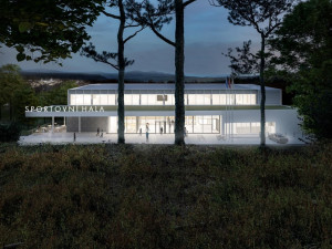 Vizualizace: Velké Meziříčí bude mít příští rok halu pro míčové sporty za 156 milionů korun. Foto: Velké Meziříčí/Cuboid architekti