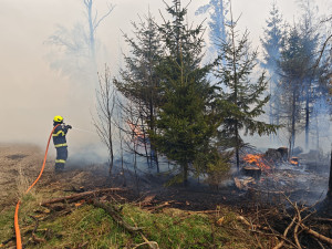 FOTO: Požár u Brzkova zaměstnává deset jednotek hasičů