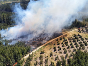 FOTO: Aktuálně u Třeště hoří les, hasí ho osm jednotek i vrtulník