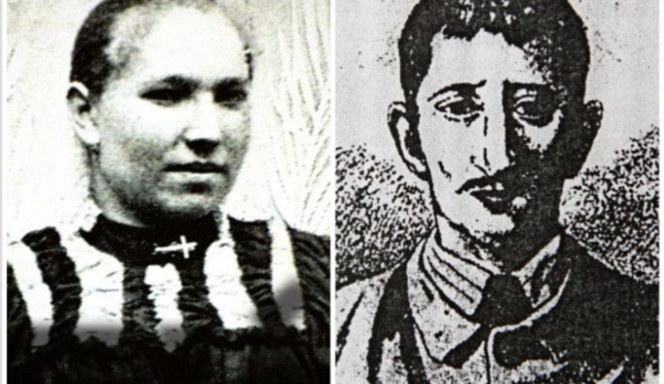 Anežka Hrůzová (ačkoliv se její fotografie zřejmě nedochovala) a Žid Leopold Hilsner, zdroj: g.cz