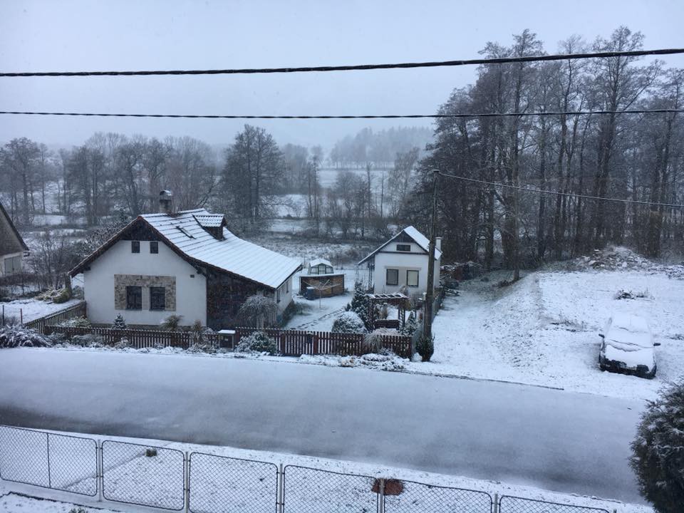 První sníh na Vysočině