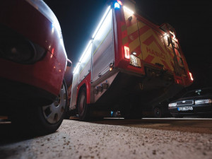Průjezd hasičských aut ulicemi Třebíče