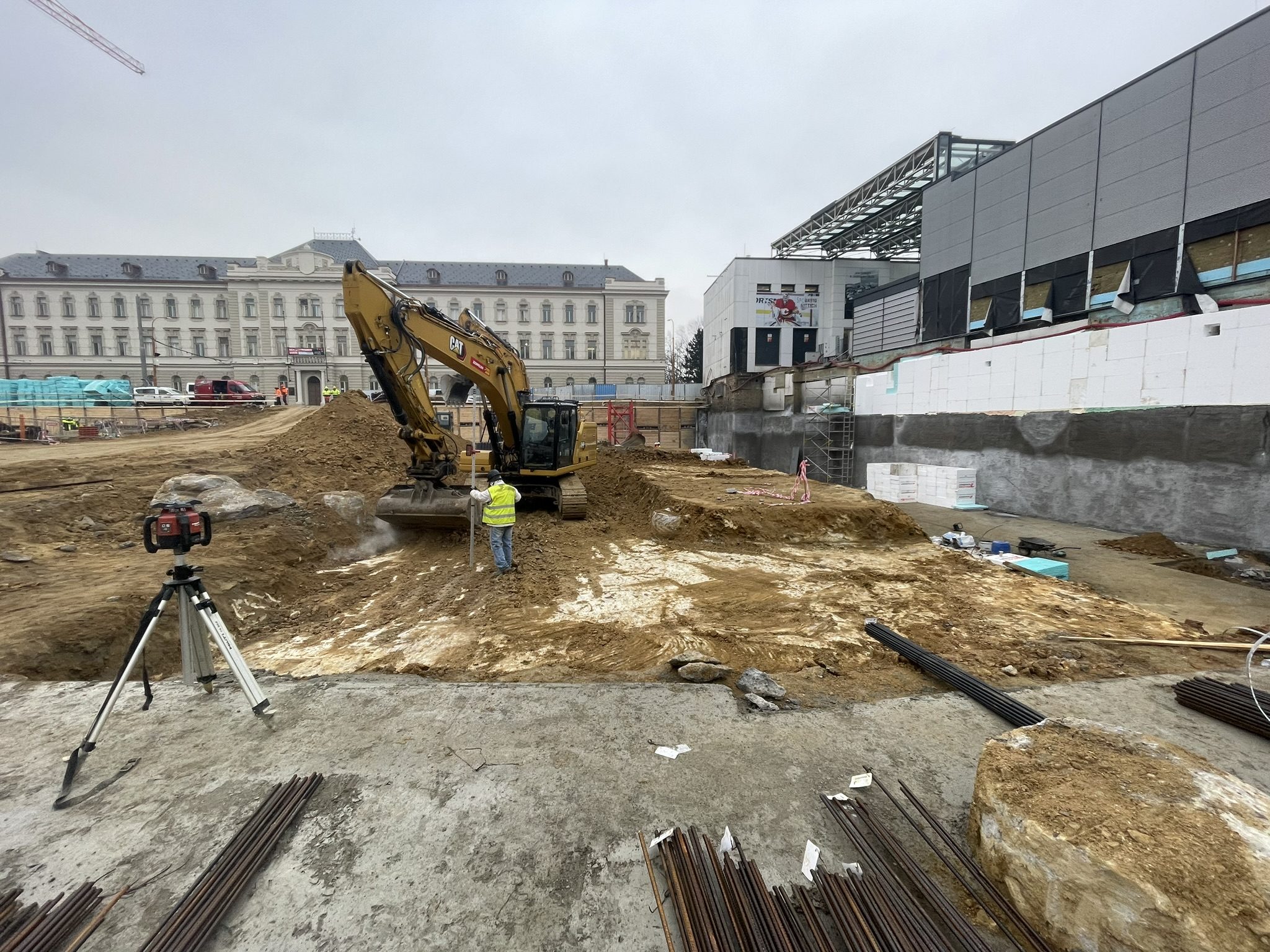 Stavba Horácké arény v Jihlavě (začátek února 2024)