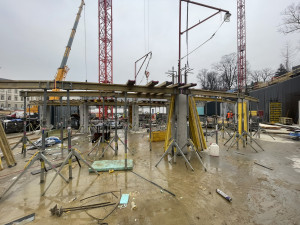 Stavba Horácké arény v Jihlavě (začátek února 2024)
