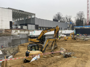 Stavba Horácké arény v Jihlavě (začátek února 2024)